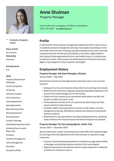 Motivated w ith unique ability to relate to. Property Manager Resume & Writing Guide | +18 Templates | 2020