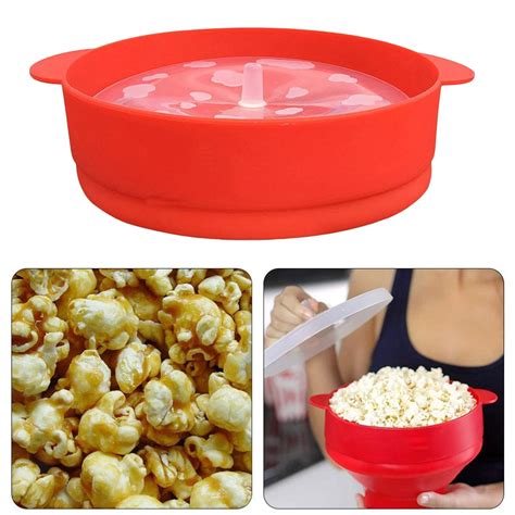 Foldable Microwave Popcorn Bowl Healthy With Lid Dishwasher Safe Party
