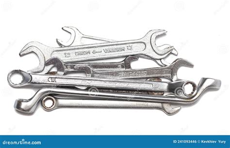 Many Wrenches Set Of Wrenches In Different Sizes Isolated On White