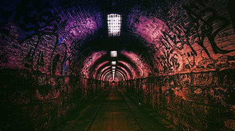 Wallpaper Tunnel Underground Architecture Lights Photography
