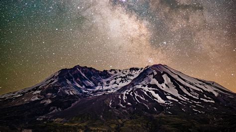 Beautiful Milkyway Stars Above Snow Capped Mountain During Daytime 4k