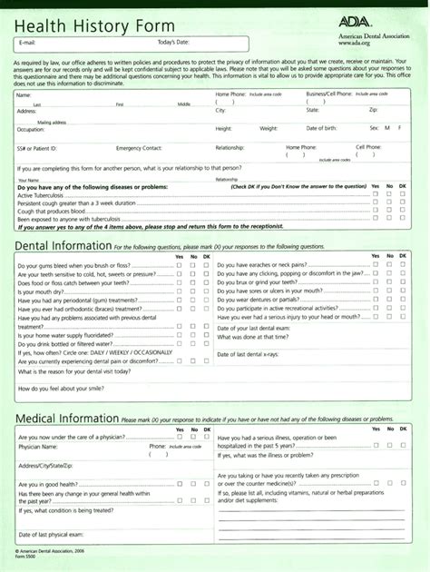 Ada Health History Form 2020 2022 Fill And Sign Printable Template