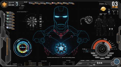 Shield Ironman Jarvis Rainmeter Theme Screenshot By Ferozkhanhamid On