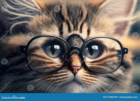 Close Up Portrait Of Funny Grey Cat Wearing Sunglasses On Black