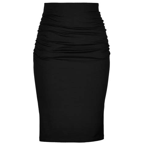 Black Knit Cotton High Waisted Ruched Pencil Skirt Elizabeths Custom