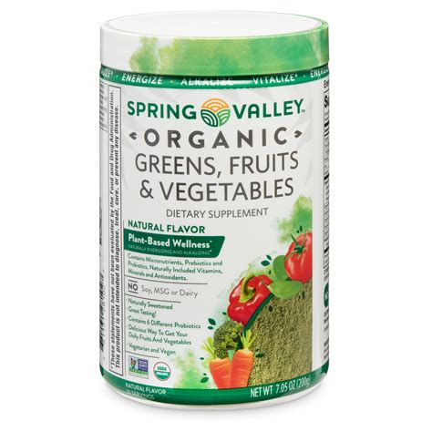 Spring Valley Organic Greens Fruits And Vegetables Dietary Supplement 7