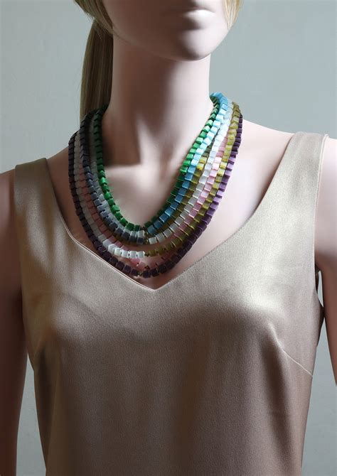 Multi Color Chunky Statement Necklaces For Women Layered Etsy