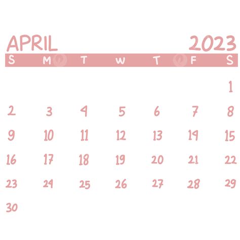 Calendario Rosa Abril 2023 Png Dibujos Calendario Rosado Abril Png Y