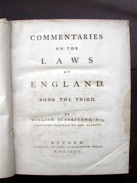 Commentaries On The Laws Of England Four Volume Quarto Set 1766 1769 By Blackstone William