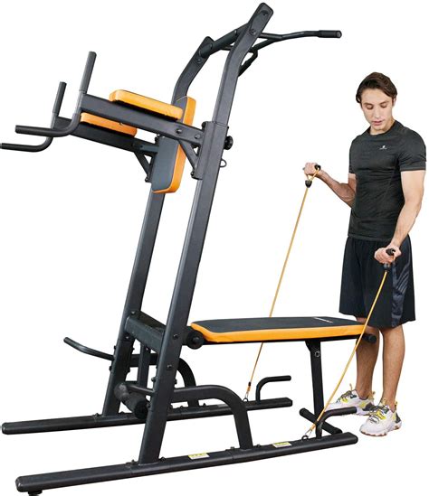 Power Tower Dip Station Multi Function Pull Up Bar With Bench