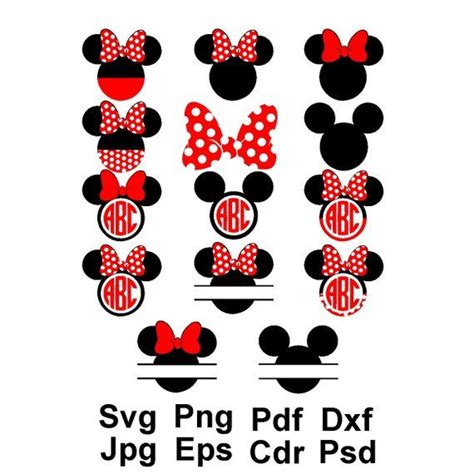 Mickey Mouse Svg Mickey Monogram Svg Minnie Mouse Bow Disney Clipart