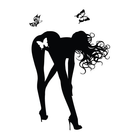 Download Butterfly Girl Decal Woman Bending Over Silhouette Png Image