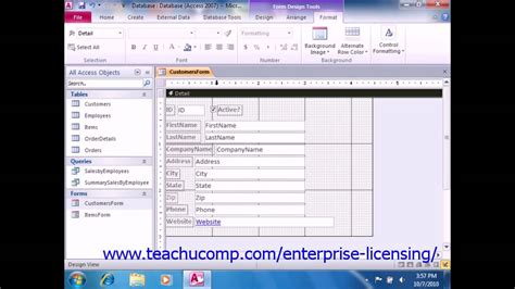 Microsoft Office Access Tutorial 2010 Form And Report Controls 117