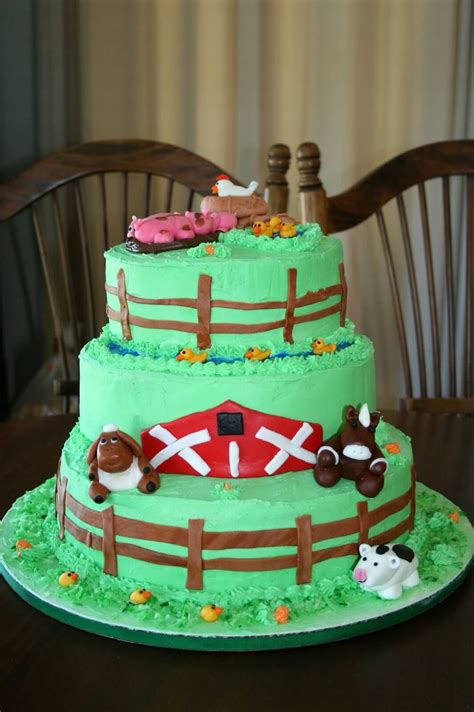 3 layer cake for an animal lover! Barn Yard 1st Birthday Cake | Cake, 1st birthday cake ...