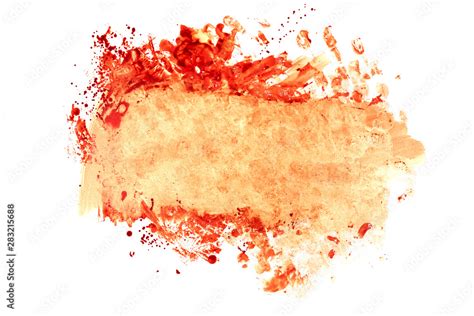 Blood And Gore Splatter Mockup Isolated On White Background In Top Down Flat Lay Perspective