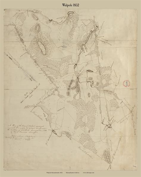 Walpole Massachusetts 1832 Old Town Map Reprint Roads Place Names