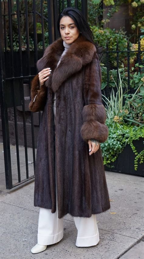 vintage mahogany mink coat fox trim size 4 6 94876 marc kaufman furs fur coats women coat