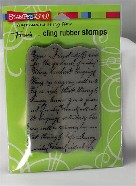 Stampendous Vintage Note Cling Stamp Script Cling Stamp Etsy