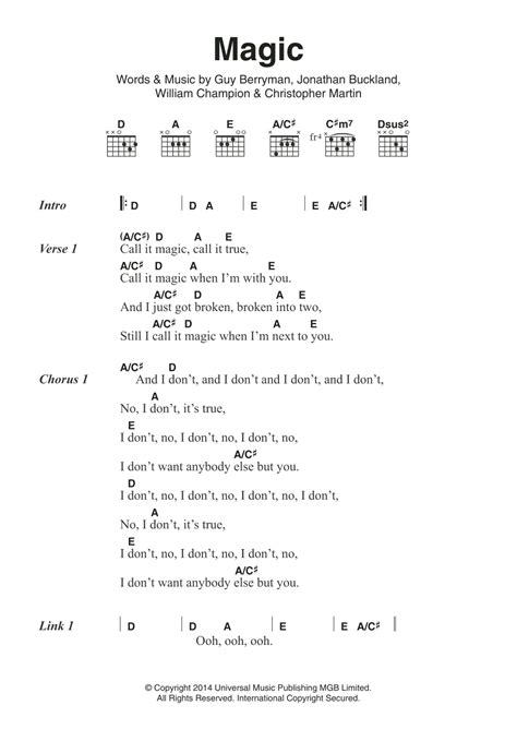 Magic By Coldplay Guitar Chords Lyrics Guitar Instructor