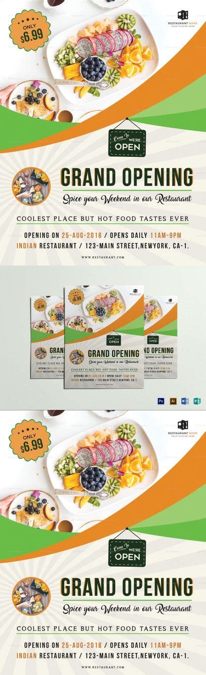 Restaurant Grand Opening Flyer Template Formats Included Illustrator