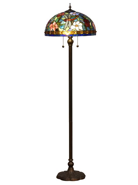 62 Vibrantly Colored Tiffany Floor Lamp With Round Base