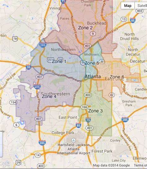 Atlanta Zones 1 6 Map City Subway Map