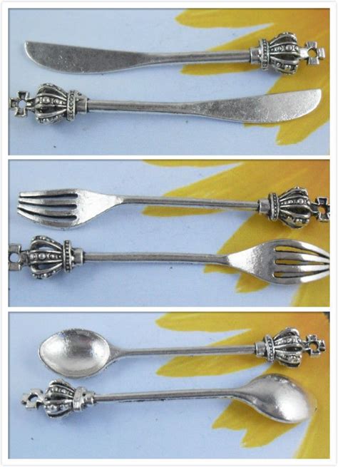 Wholesale 2840pcs Antique Silver Knife Fork Spoon Charms Pendants