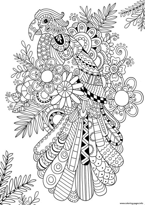 Zentangle Parrot Coloring Page For Adult Coloringbay The Best