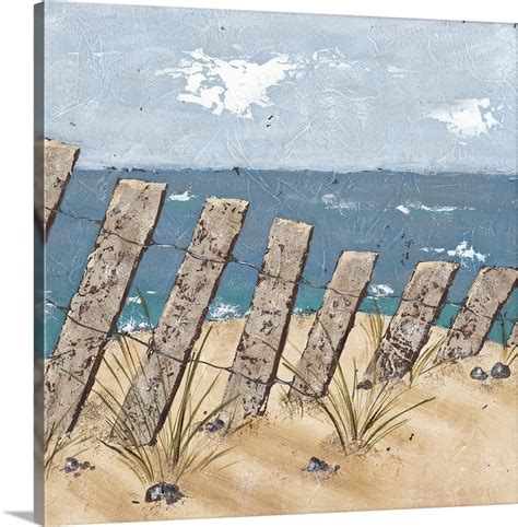 Great BIG Canvas | "Beach Scene Triptych II" Canvas Wall Art - 16x16