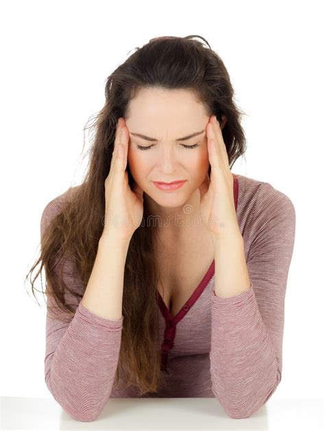 Beautiful Woman Suffering From Headache Stock Photo Image Of Hurt
