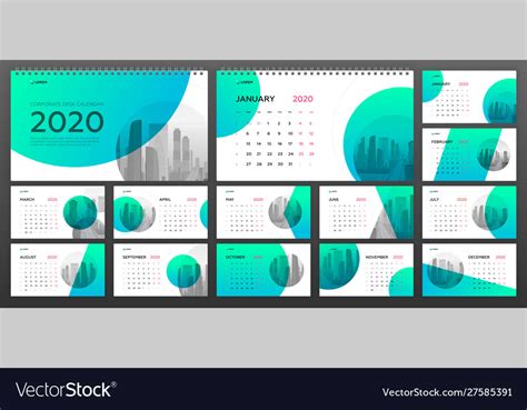 Desktop Calendar 2020 Template For Business Vector Image