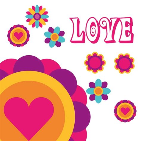 Premium Vector Love Flowers Love Heart Bohemian Hippie Free Spirit