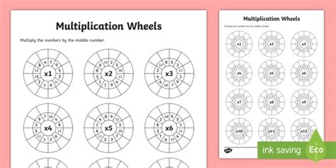 Multiplication Wheels Worksheet For Young Learners