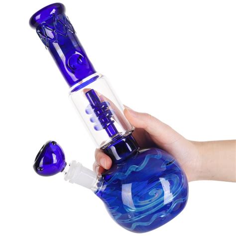 Hookah Water Smoking Pipe Glass Bong Beaker Bubbler Bong Blue Ebay