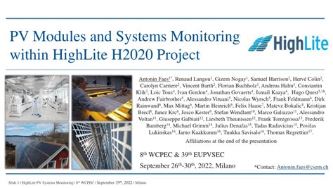 Pdf Photovoltaics Modules And Systems Monitoring Within The Highlite