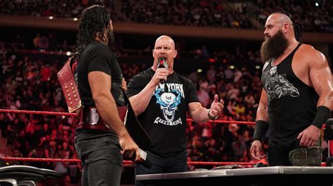 The O C Confronted Seth Rollins Braun Strowman And “stone Cold” Steve Austin During The