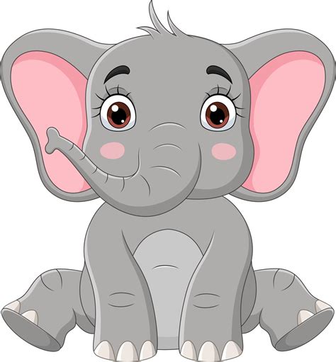 Lindo Elefante Pequeño Sentado De Dibujos Animados 5162342 Vector En