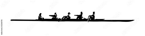 Rowing Team Water Sport Isolated Vector Silhouette Ink Drawing Stock