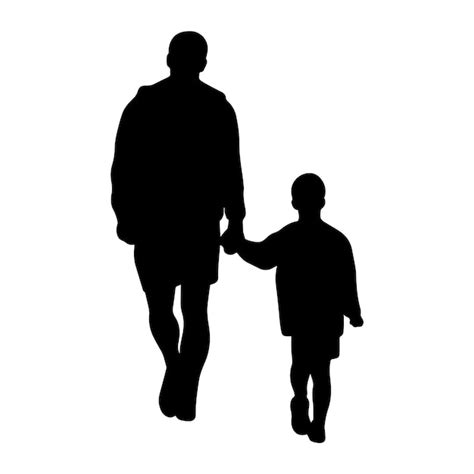 Premium Vector Father Silhouette With Son Walking Vector Illustration