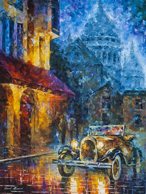 Vintage Car Collection Piece Palette Knife Oil Painting On