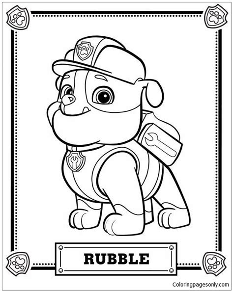 paw patrol rubble printable coloring pages cartoons coloring pages  printable coloring