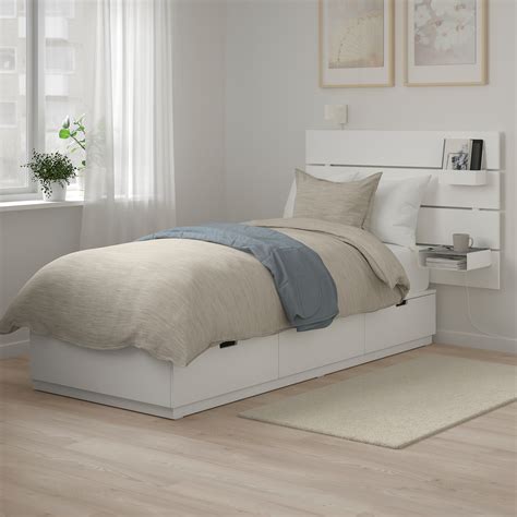 Nordli Bed Frame W Storage And Headboard White Ikea Indonesia