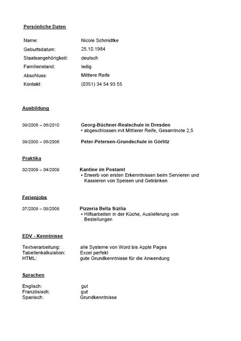 Lebenslauf Vorlage Praktikum - lebenslauf beispiel