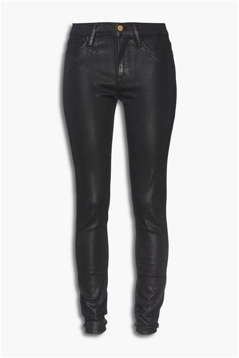 Frame Le Skinny De Jeanne Coated High Rise Skinny Jeans The Outnet