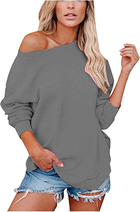Off The Shoulder Sweatshirt Sweater For Women Long Sleeve Oversized Off