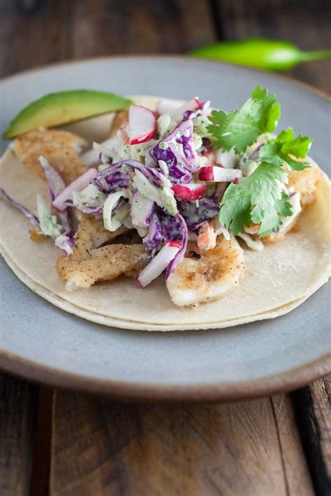 Fish Tacos With Spicy Cilantro Lime Slaw Slaw Recipes Fish Recipes