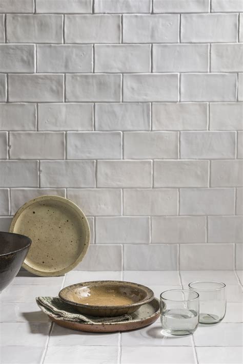 Zellige Nouveau Matt White Metro Ceramic Tile Kitchen Tile