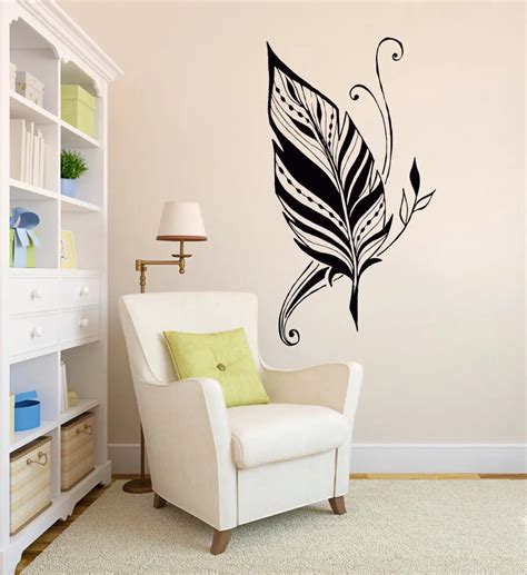 Feather Silhouette Bedroom Wallpapers Living Room Artistic Wall Decal
