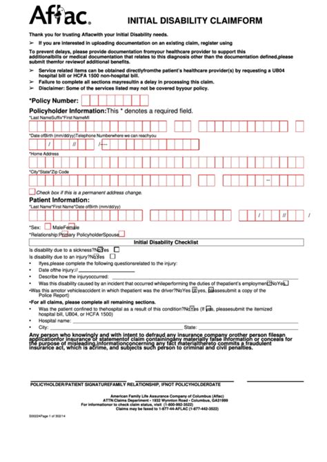 Aflac Cancer Aflac Printable Claim Forms