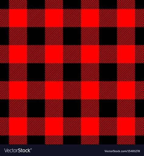Lumberjack Plaid Pattern In Red And Black Vector Image